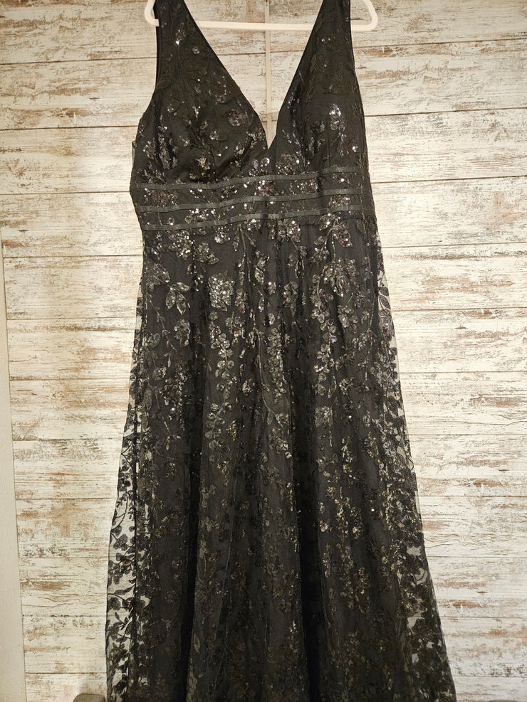 BLACK SPARKLY ALINE GOWN