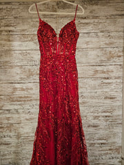 RED/FLORAL SPARKLY MERMAID GOWN