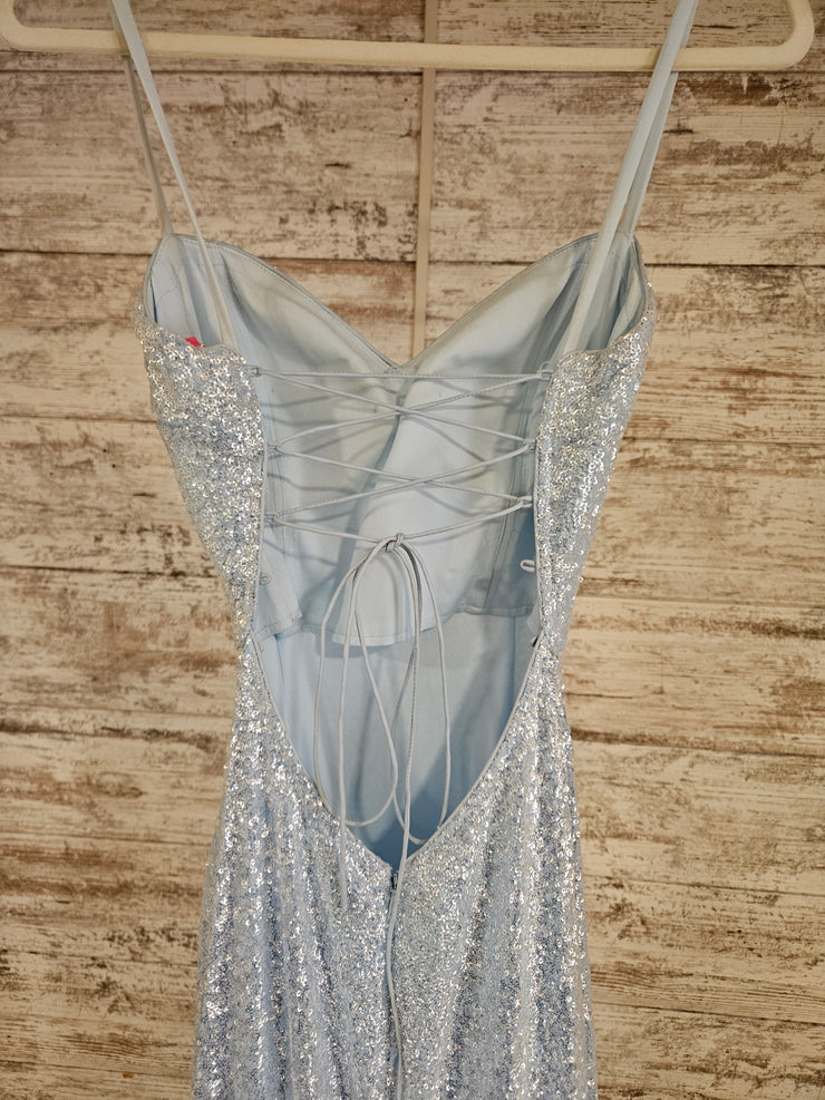 BLUE SEQUIN LONG EVENING GOWN