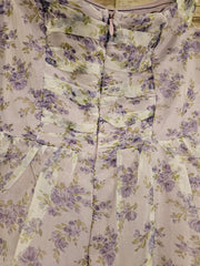 PURPLE/FLORAL A LINE GOWN -NEW