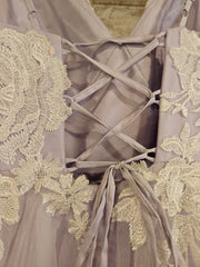 LAVENDER/FLORAL A LINE GOWN