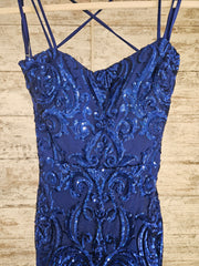 ROYAL BLUE SPARKLY LONG DRESS