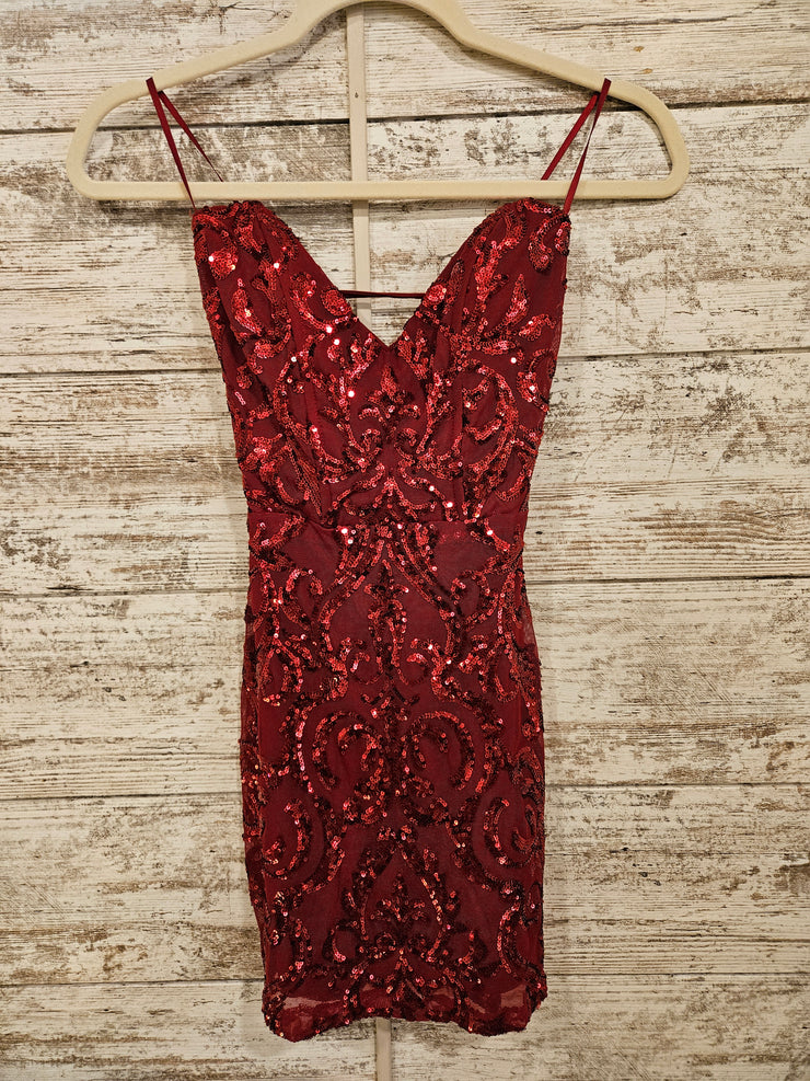 RED SPARKLY SHORT DRESS