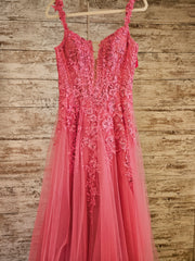 PINK/FLORAL A LINE GOWN