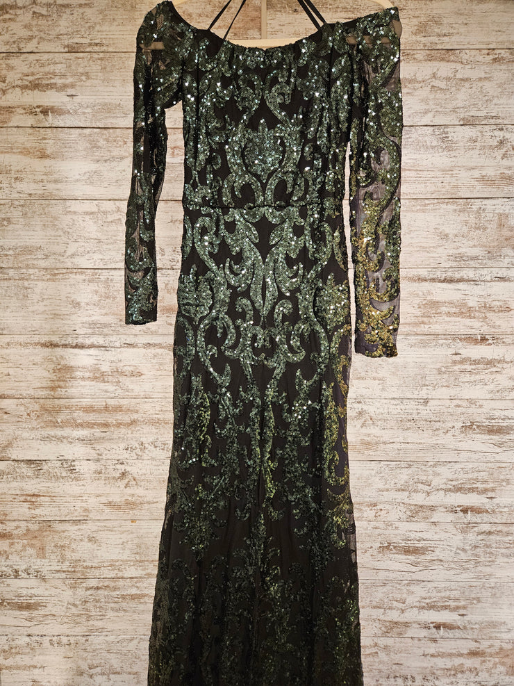 GREEN SEQUIN LONG DRESS