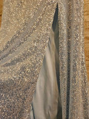 BLUE SEQUIN LONG EVENING GOWN