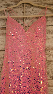 PINK FEATHER LONG DRESS (NEW)