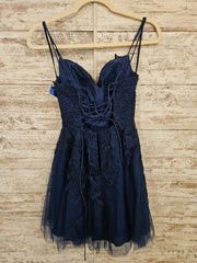NAVY/FLORAL SHORT POOFY DRESS