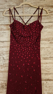 BURGUNDY SPARKLY LONG DRESS-NE