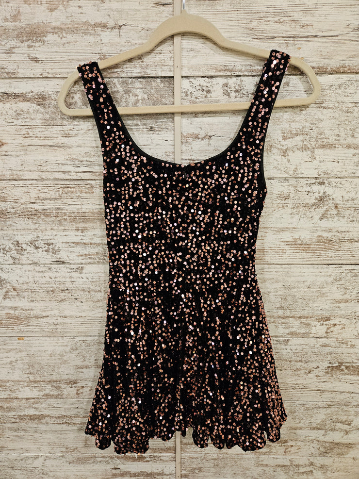 BLACK/PINK SEQUIN SHORT DRESS