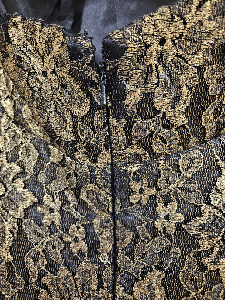 BLACK/GOLD LACE LONG DRESS