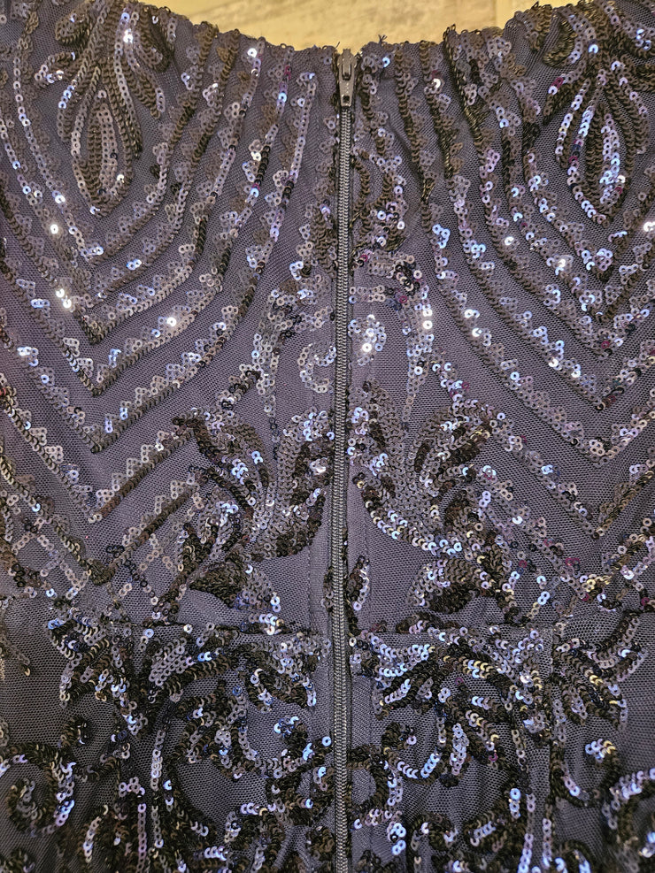 NAVY SPARKLY LONG EVENING GOWN