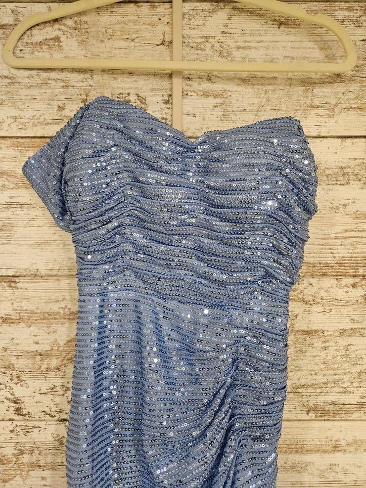 BLUE SPARKLY LONG EVENING GOWN