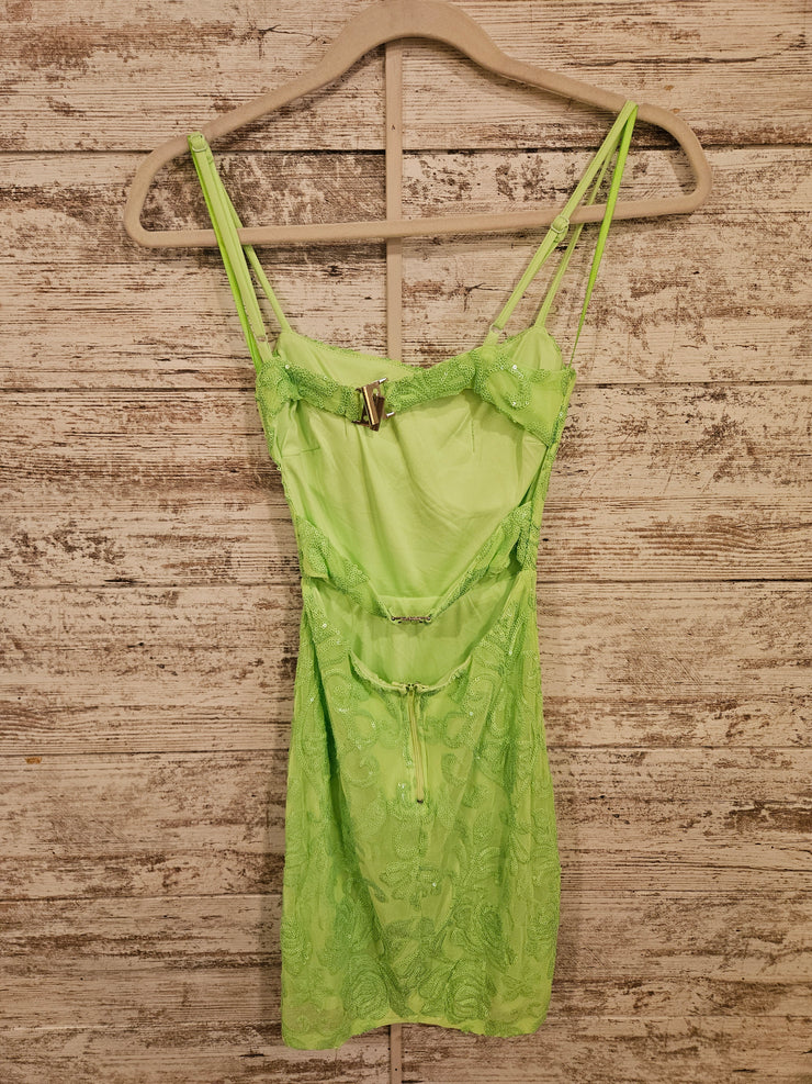 GREEN SPARKLY SHORT DRESS-NEW