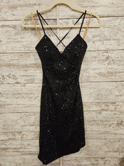 BLACK SPARKLY SHORT DRESS