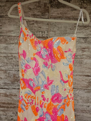 PINK/ORANGE SPARKLY LONG DRESS