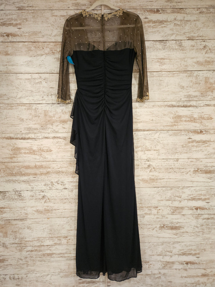 NAVY/GOLD LONG EVENING GOWN