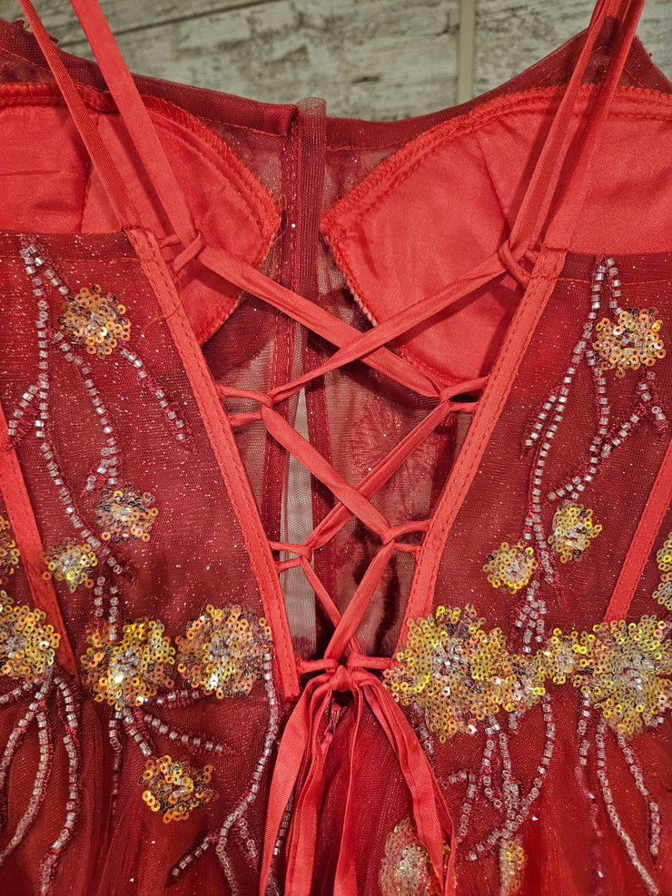 RED SPARKLY A LINE GOWN (NEW)