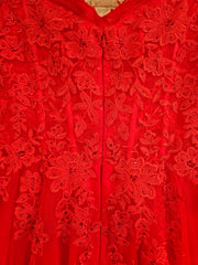 RED/FLORAL A LINE GOWN