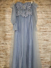 BLUE/FLORAL A LINE GOWN (NEW)