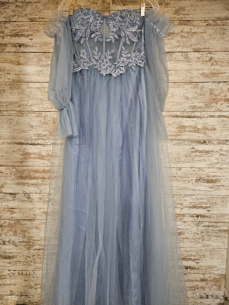 BLUE/FLORAL A LINE GOWN (NEW)