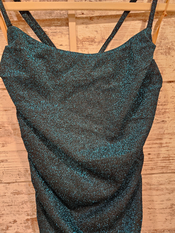 TEAL/BLACK SPARKLY SHORT DRESS
