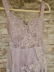 LAVENDER/FLORAL RUFFLED A LINE