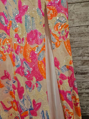 PINK/ORANGE SPARKLY LONG DRESS