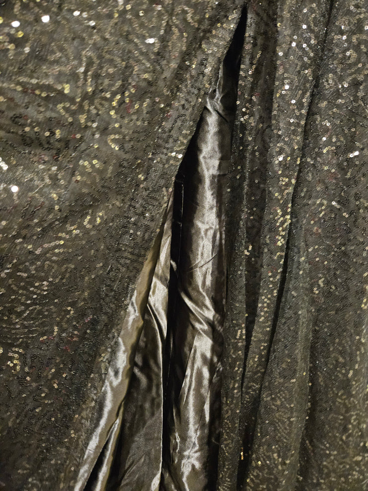 BLACK SPARLY A LINE GOWN (NEW)