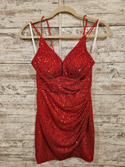 RED SPARKLY SHORT DRESS
