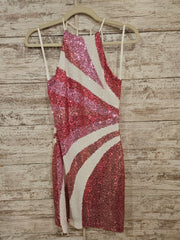 PINK/WHITE SPARKLY SHORT DRESS