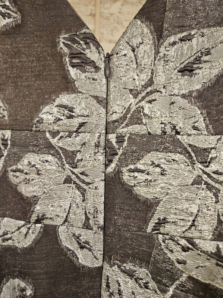 GRAY/FLORAL A LINE GOWN (NEW)