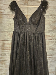BLACK SPARLY A LINE GOWN (NEW)