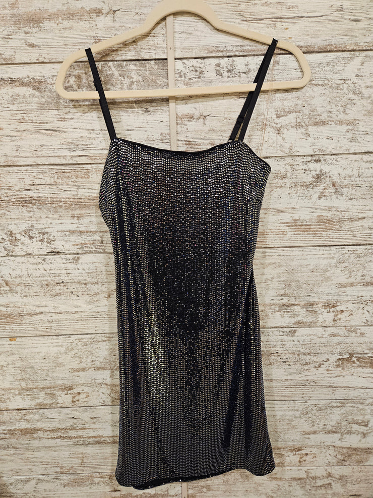 BLACK SPARKLY SHORT DRESS