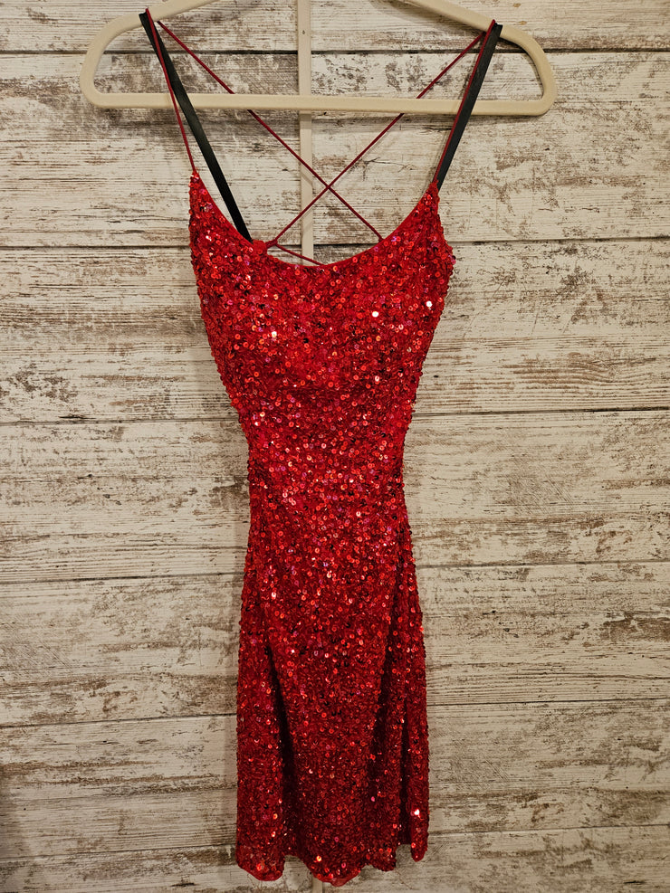 RED SPARKLY SHORT DRESS (NEW)