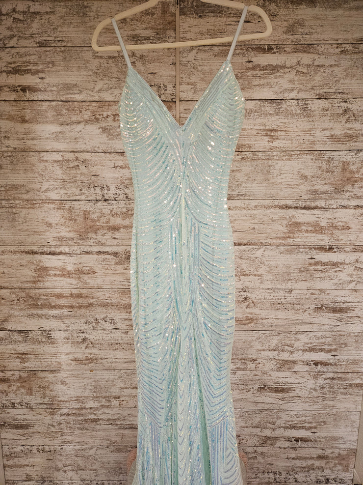 GREEN SPARKLY LONG DRESS