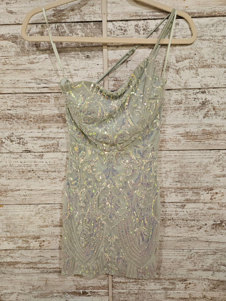 GREEN SPARKLY SHORT DRESS