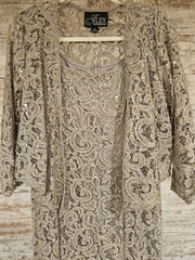 TAN LACE 2 PC. LONG DRESS SET