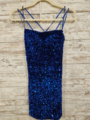 ROYAL BLUE SEQUIN SHORT DRESS