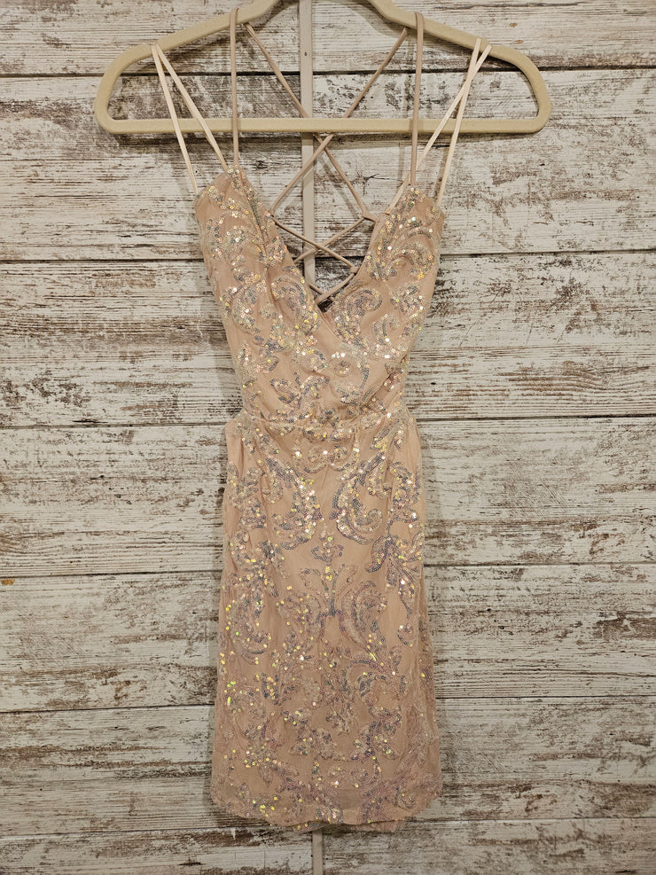 TAN SPARKLY SHORT DRESS