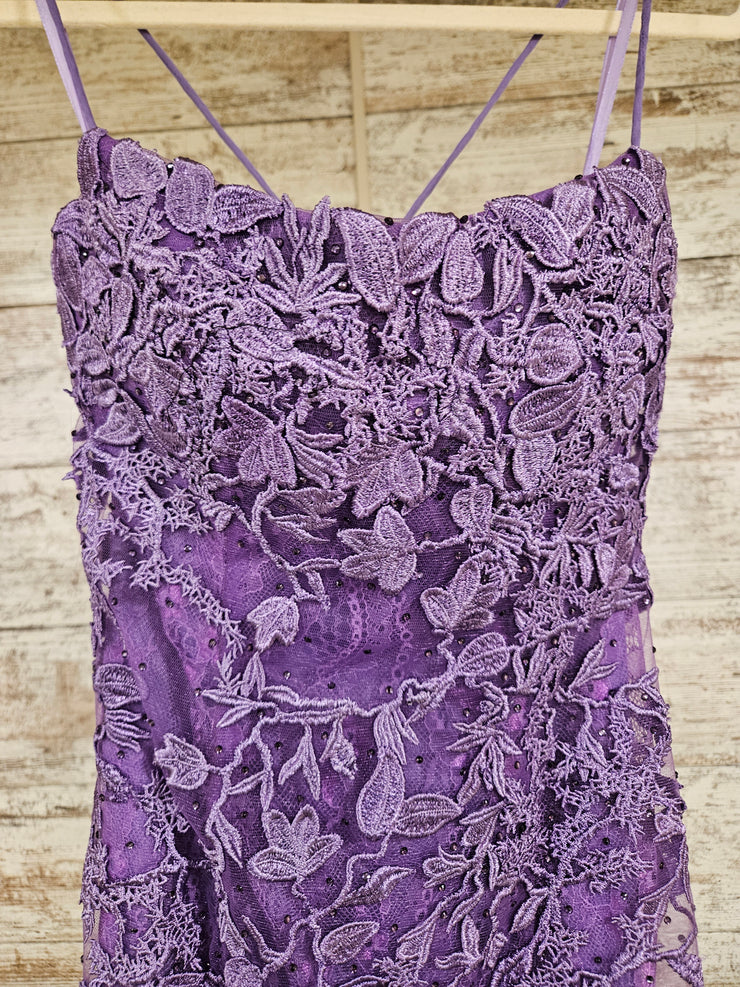 PURPLE/FLORAL MERMAID GOWN-NEW
