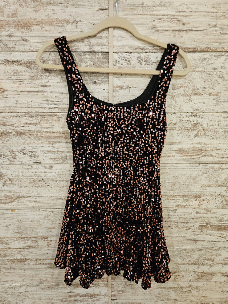BLACK/PINK SEQUIN SHORT DRESS