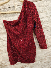 RED SPARKLY SHORT DRESS
