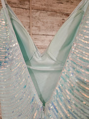 GREEN SPARKLY LONG DRESS