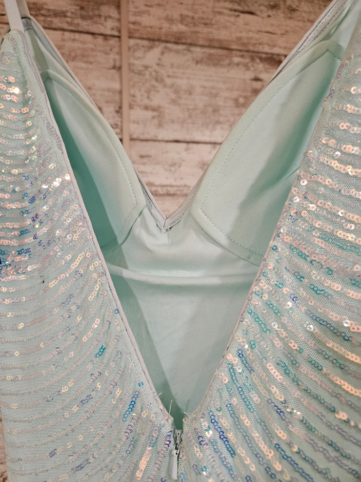 GREEN SPARKLY LONG DRESS
