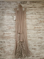 TAN/GOLD FLORAL LONG DRES $950