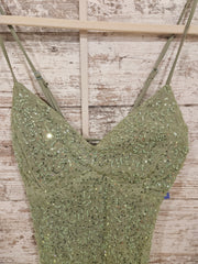 GREEN BEADED SHORT DRESS