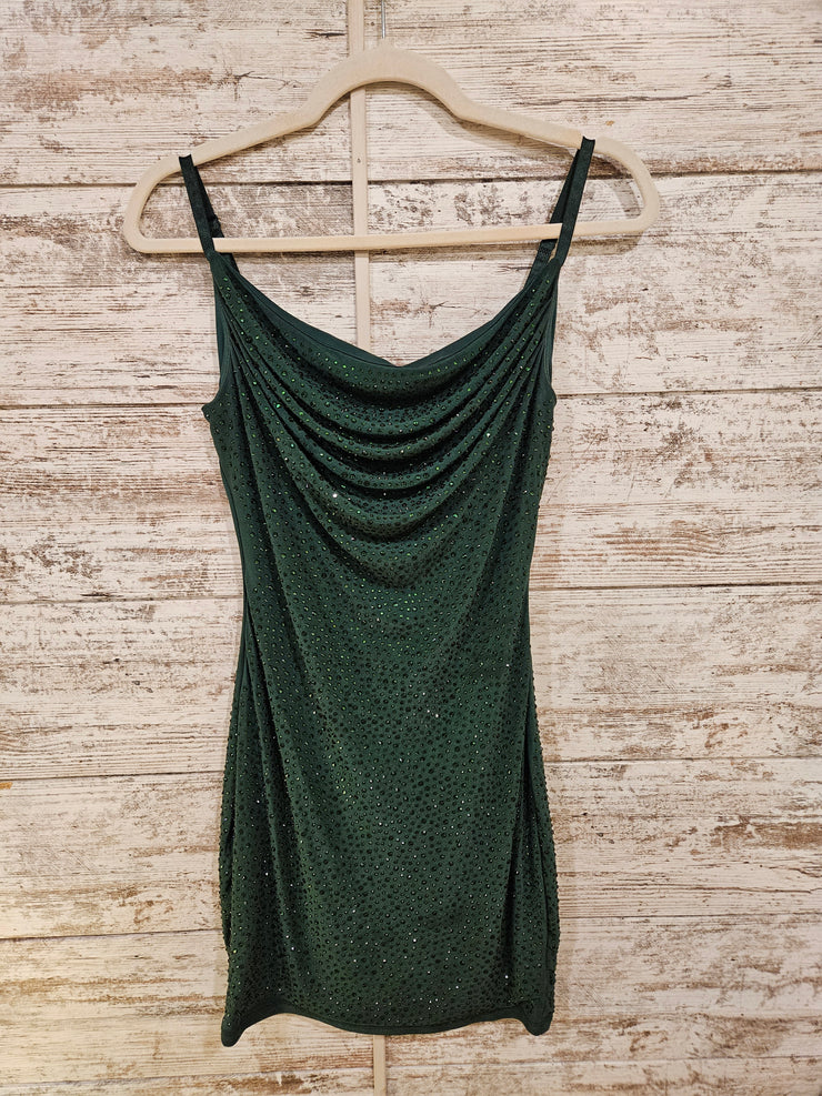 GREEN BEADED SHORT DRESS