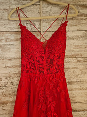 RED/FLORAL A LINE GOWN