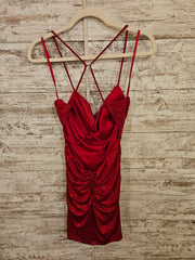 RED SPARKLY SHORT DRESS